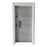 Tezwood 1532B Statik Beyaz Renk Kasalı Rustik Çizgili Düz Model Çelik Kapı, Daire Kapısı, Villa Kapısı