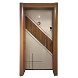Tezwood Celik Kapi Tırnaklı Sistem Kale Kilit Çelik Kapı, Eskitme Kasalı Düz Model Daire Kapısı Sol Açılım Kahverengi