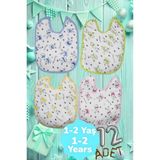 Tezzgelsin Bebek % 100 Cotton Arkası Muşambalı Su Geçirmez Renkli Mama Önlüğü 12'li Set 1-2 Yaş - 1 - 2 Yaş
