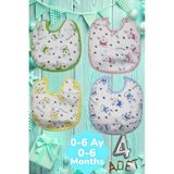Tezzgelsin Bebek % 100 Cotton Arkası Muşambalı Su Geçirmez Renkli Mama Önlüğü 4'lü Set 0-6 Ay - 0 - 6 Ay