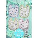 Tezzgelsin Bebek % 100 Cotton Arkası Muşambalı Su Geçirmez Renkli Mama Önlüğü 8'li Set 1-2 Yaş - 1 - 2 Yaş