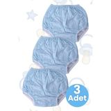 Tezzgelsin Bebek Yıkanabilir Emici Pamuklu 3'lü Alıştırma Külodu - Mavi - 1 - 2 Yaş