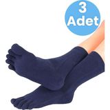 Tezzgelsin Erkek 3'lü Bambu Parmak Çorap 36-44 Numara - Lacivert - 36 - 44