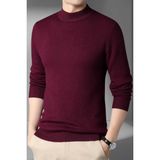 Tezzgelsin Erkek Tüylenmeyen Yarım Boğazlı Triko Kazak Yarım Balıkçı Triko Kazak - XL - Bordo