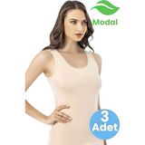 Tezzgelsin Kadın 3lü Geniş Askılı Modal Atlet - Ten Rengi