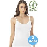 Tezzgelsin Kadın 3'lü Ip Askılı Bamboo Atlet - Beyaz - XL