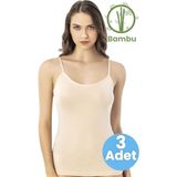 Tezzgelsin Kadın 3'lü Ip Askılı Bamboo Atlet - Ten Rengi - 3XL