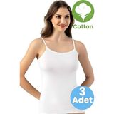 Tezzgelsin Kadın 3'lü Ip Askılı Pedli Pamuklu Atlet - Beyaz