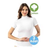 Tezzgelsin Kadın 3'lü Kısa Kol Yarım Boğazlı Atlet T-shirt