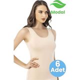 Tezzgelsin Kadın 6'lı Geniş Askılı Modal Atlet - Ten Rengi