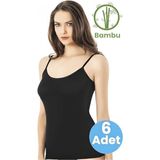 Tezzgelsin Kadın 6'lı Ip Askılı Bamboo Atlet - Siyah
