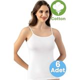 Tezzgelsin Kadın 6'lı Ip Askılı Pedli Pamuklu Atlet - Beyaz - 2XL