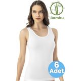 Tezzgelsin Kadın 6'lı Kalın Askılı Bambu Atlet - Beyaz - 2XL - 3XL