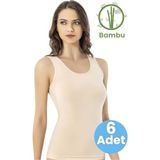 Tezzgelsin Kadın 6'lı Kalın Askılı Bambu Atlet - Ten Rengi - 2XL