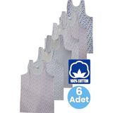 Tezzgelsin Kadın Desenli Kalın Askılı Atlet 6 Adet - 3XL - Çok Renkli