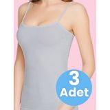 Tezzgelsin Kadın Ip Askılı Pamuklu Atlet 3 Adet - XL - Gri