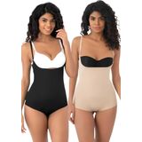 Tezzgelsin Kadın Lazer Kesim İnceltici Ve Toparlayıcı Göğüs Altı Askılı Body Korse 2'Li Set