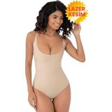 Tezzgelsin Kadın Lazer Kesim İz Yapmaz Göğüs Destekli Askılı Toparlayıcı Body Slip Korse