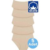 Tezzgelsin Kadın Yüksel Bel %100 Pamuklu 5'li Fitilli Bato Külot Kadın 5'li Külot - Ten Rengi - 2XL