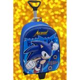 Tezzgelsin Kirpi Sonic 2-6 Yaş Anaokulu Kreş 5d Kabartmalı Çekçekli Tekerli Sırt Çantası ve Okul Çantası - Ege Mavisi