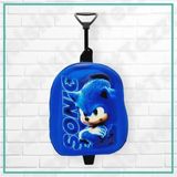 Tezzgelsin Kirpi Sonic 3D Baskılı Anaokulu Kreş Çekçekli Tekerli 2-6 Yaş Sırt Çantası ve Okul Çantası - Mavi