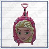 Tezzgelsin Kız Çocuk Anaokulu Kreş Frozen Elsa 5d Kabartmalı Çekçekli Tekerli Okul Çantası Sırt Çantası - Renkli