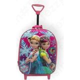 Tezzgelsin Kız Çocuk Kreş Anaokulu Frozen Elsa Kardeşler 5d Baskı Tekerli Çekçekli Okul Çantası Sırt Çantası - Renkli