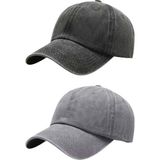 Tezzgelsin Unisex Eskitme Vintage %100 Pamuklu Ayarlanabilir Beyzbol Kep Şapka 2'li Set - Standart - Haki - Gri