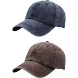 Tezzgelsin Unisex Eskitme Vintage %100 Pamuklu Ayarlanabilir Beyzbol Kep Şapka 2'li Set - Standart - Lacivert - Kahverengi