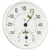 TFA Dostmann Analog termal higrometre, 45.2045.02, iç ve dış mekan için, renkli konfor bölgeleri, beyaz, U 130 x G 20 x Y 165 mm