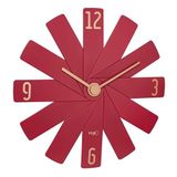 TFA Dostmann Tasarımcı duvar saati Clock in The Box, 60.3020.05, sessiz süpürme mekanizmalı, kuvars saat, 12 parçadan oluşur, oturma odası saati, mutfak saati, yatak odası saati, dekorasyon, kırmızı