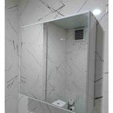 Tfb 60 cm Çift Kapaklı Banyo Dolabı Ayna ile Parlak Beyaz Tasarım