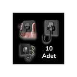 tg tek-iş global 10 Adet Siyah Yapışkanlı Duvar Askısı Güçlü İz Bırakmaz Kanca Askılık Çivisiz Pratik Çözüm