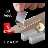 Tg Tek-İş Global 60 Adet Güçlü Şeffaf Çift Taraflı Monte Bant Seti 1 x 4 cm Çok Amaçlı Yapıştırıcı Çözüm