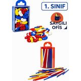 Tgb Saygılıofis Sayı Sayma Seti 1 Paket Plastik Sayı Sayma Çubukları ve Fasülyeleri 1. Sınıflar Için Renkli Çubuk Fasulye - Çok Renkli