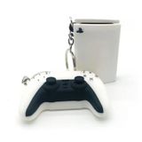 TGDPLUE PS5 Console and PS5 Controller Keychain Kits for Video Game Party Favors Pendant,Gamer Party Bags for Game Birthday Party Supplies,PVC Material-White(1.97in)