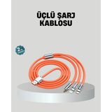 Tgzm Üçlü Şarj Kablosu – Yüksek Hızlı Dayanıklı ve Uzun Ömürlü - TG0012-2RNTU9 - Renkli