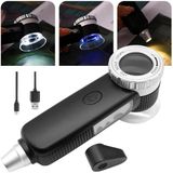 TH-8019 30X Ayarlanabilir Çoklu Işıklı USB Şarjlı El Büyüteci - Beyaz - Lup - Yok