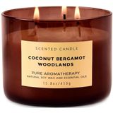 T&H Amber Bergamot 3 Fitil Kokulu Mum | Ev için Soya Mumları Yüksek Kokulu | 15 oz Aromaterapi Stres Giderici Mum Amber, Bergamot, Hindistan Cevizi, Yasemin ve Balsamlı | Büyük Temiz Yanık Banyo Mumları