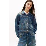 Th DW0DW21061 Pleated Trucker CI2037 Kadın Ceket - Comfort Fit - S - Mavi