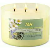 T&H Okaliptüs Yasemin Lavanta Mumu - Ev için Büyük 3 Fitil Kokulu Mum - Bahar Mumları - Aromaterapi Stres Giderici Mumlar 15 oz, Temiz Yanık Doğal Soya Lavanta Mumları Kadınlar ve Erkekler için