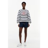 Th Roundal C-Nk Rlx Longsleeve Kadın Beyaz T-Shirt - Ww0ww50969