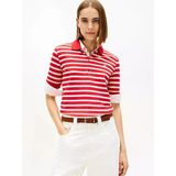 Th Scrıpt Lyocell Zıp Ss Polo Kadın Kırmızı T-Shirt - Ww0ww47853