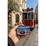 TH Trabzon Hatırası İstanbul Tramvay Temalı Metal Dikdörtgen Hap Saklama Kutusu