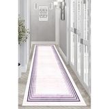 Thalia Home Ince Çerçeveli Kaymaz Tabanlı Yıkanabilir Baskılı Halı Yolluk - 100 x 400 cm - Pembe