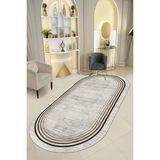 Thalia Home Ince Çerçeveli Kaymaz Tabanlı Yıkanabilir Baskılı Halı Yolluk - 80 x 150 cm - Bej - Camel - Kahverengi