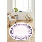 Thalia Home Ince Çerçeveli Kaymaz Tabanlı Yıkanabilir Baskılı Halı Yolluk - 80 x 80 cm - Pembe - Pudra