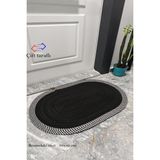 Thalia Home Jüt Hasır Kapıönü Paspası Halı Yolluk Hasır Banyo Paspası - Siyah - Beyaz - 80 x 150 cm