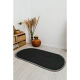 Thalia Home Jüt Hasır Kapıönü Paspası Halı Yolluk Hasır Banyo Paspası - Siyah - Beyaz - 80 x 200 cm