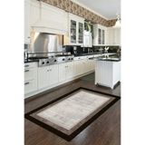Thalia Home Kahverengi Çerçeveli Kaymaz Tabanlı Yıkanabilir Baskılı Mutfak Halısı Halı Yolluk